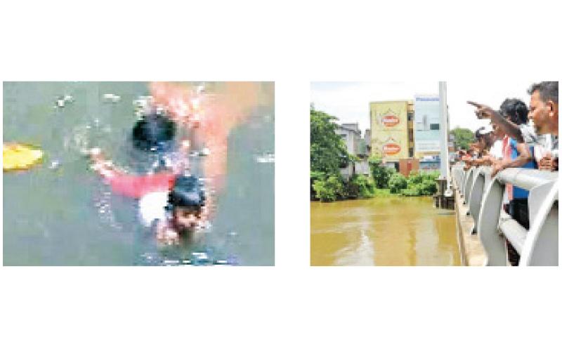 කිමිදුම්කරුවකු විසින් දරුවක් බේරාගත් අවස්ථාවක් මවක සහ දරුවෙකු මහානාම පාලමෙන් ගඟට පැනීමෙන් පසු රැස් වූ ජනතාව