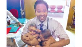 වෛද්‍ය ගයාන් සුවය ලැබූ දරුවන් දෙදෙනකු සමඟ