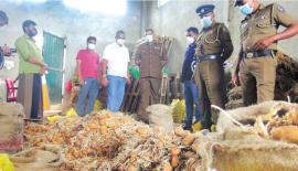 දඹුල්ල නග­රා­ධි­පතිවරයා හා මූල­ස්ථාන පොලිස්  පරී­ක්ෂ­ක­ව­රයා ගබ­ඩාව පරික්ෂා කළ අයුරු